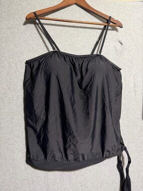 Black Women's Adjustable Swim Cami with Side Tie